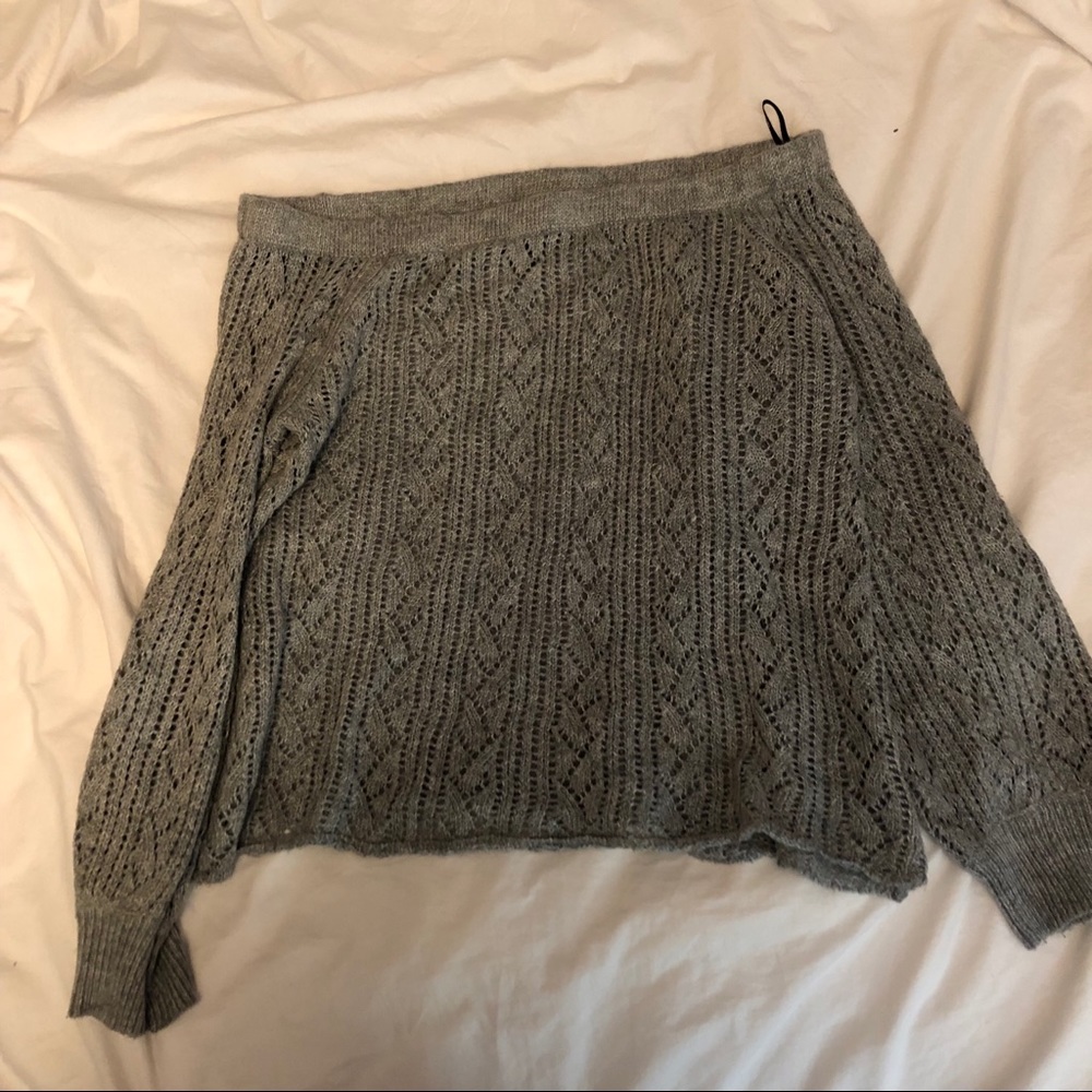Off the shoulder gray sweater